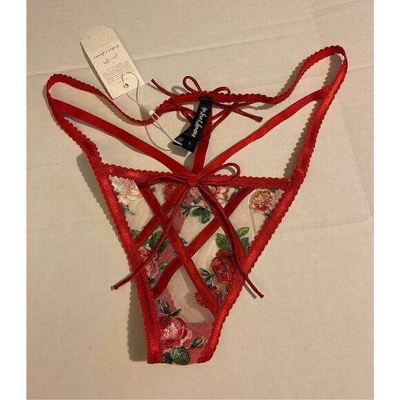 Victoria’s Secret For Love & Lemons Roses Lace Lattice GARTER BELT & Thongs NWT - Picture 8 of 14